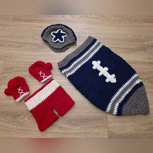 Handmade Crochet Football And Boxer Outfit for baby (Newborn To 5 months)